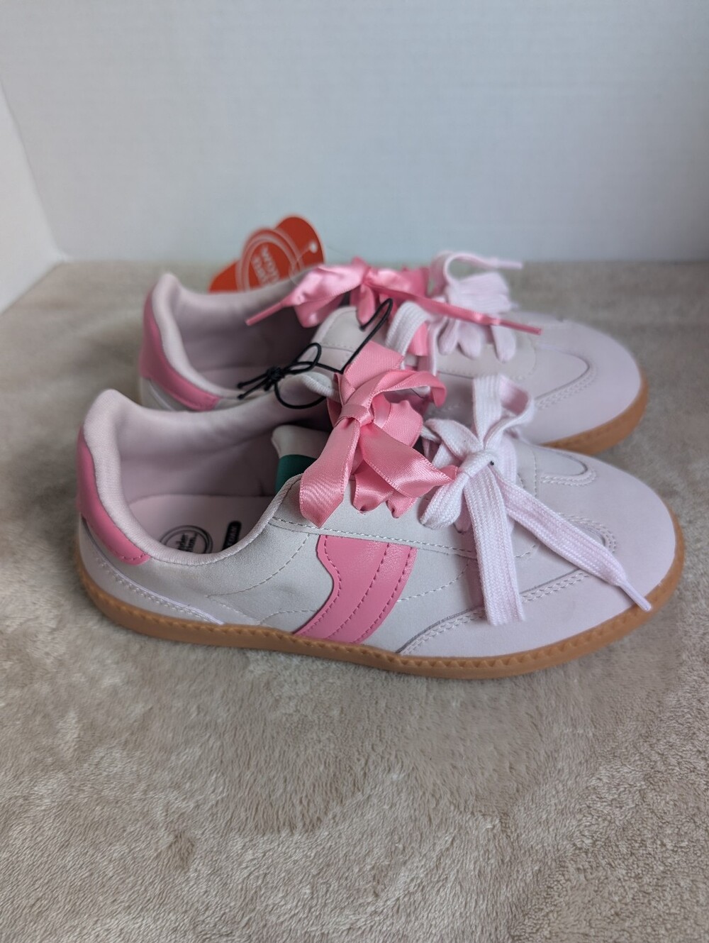 Wonder Nation Pink Ribbon-Accent Big And Little Girls Sneakers Size 1